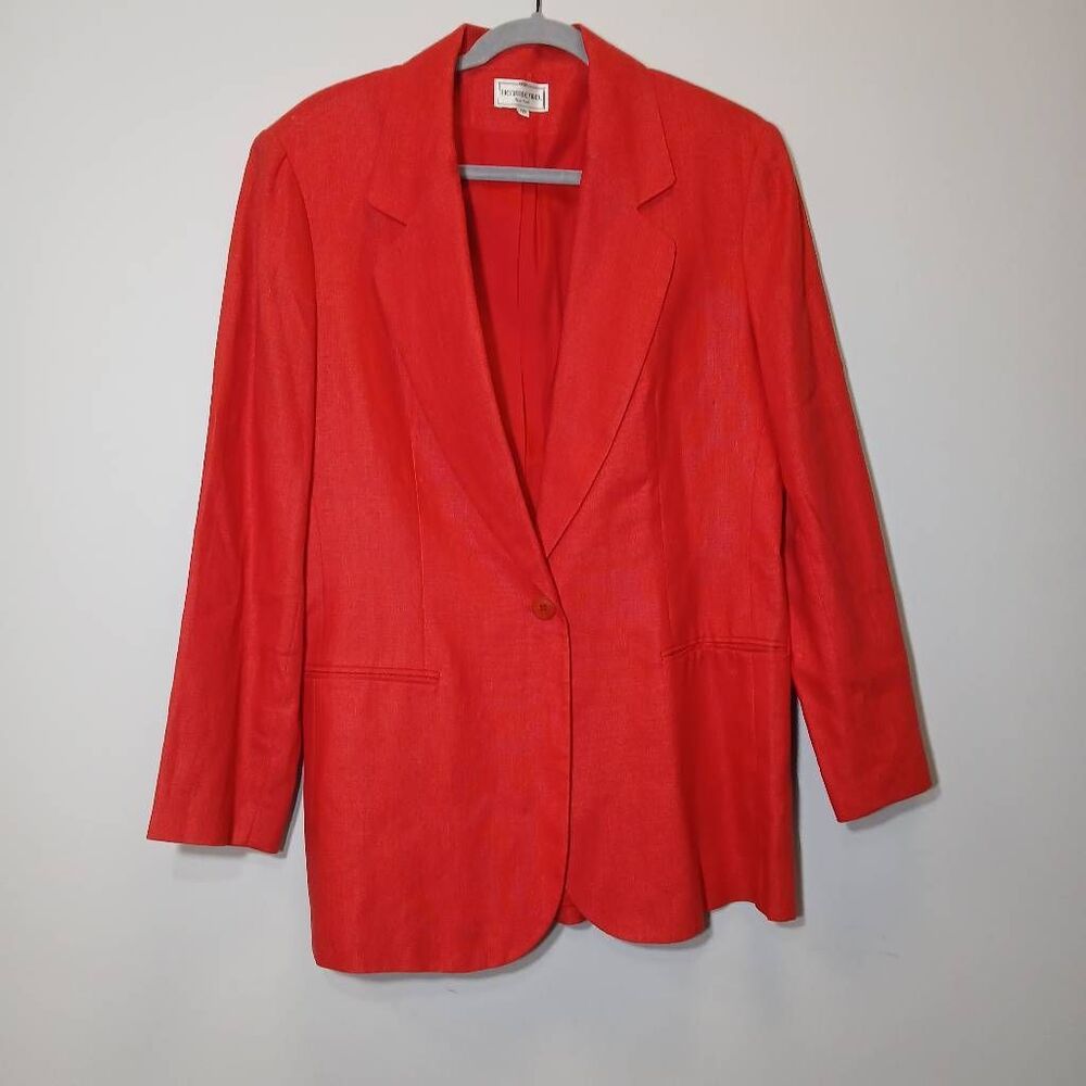 Henri bendel vintage y2k womens size 10 blazer 100%  linen red